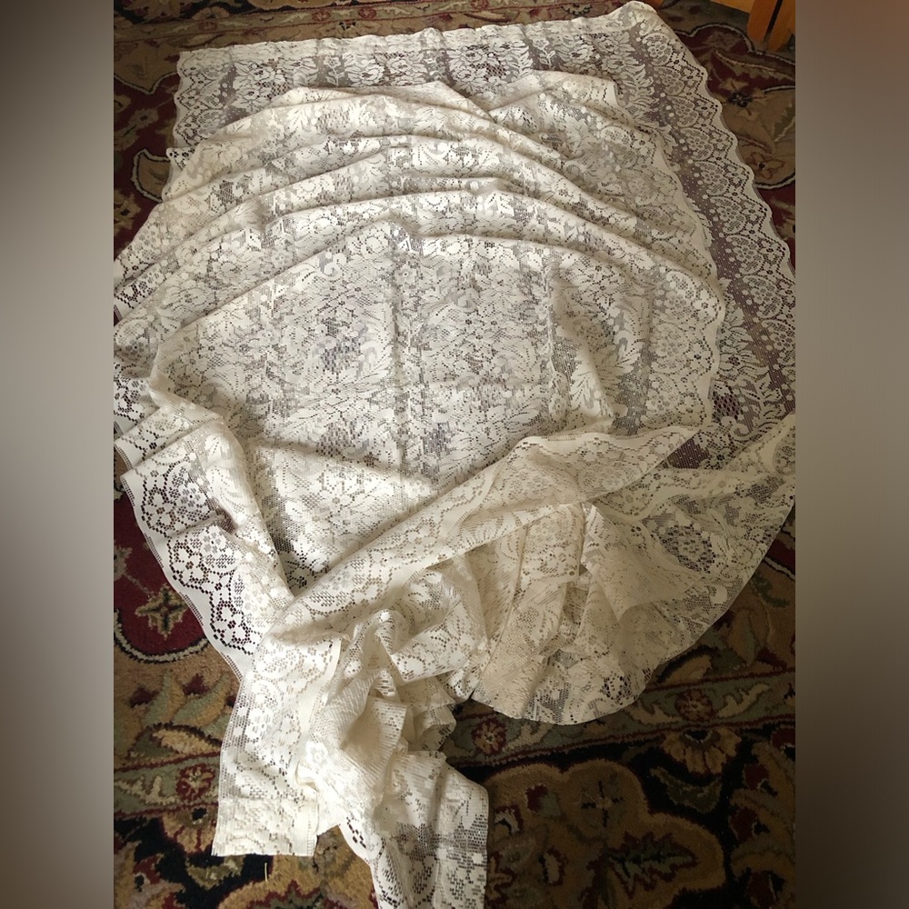 Vintage Lace Curtain Panel set 80x40”